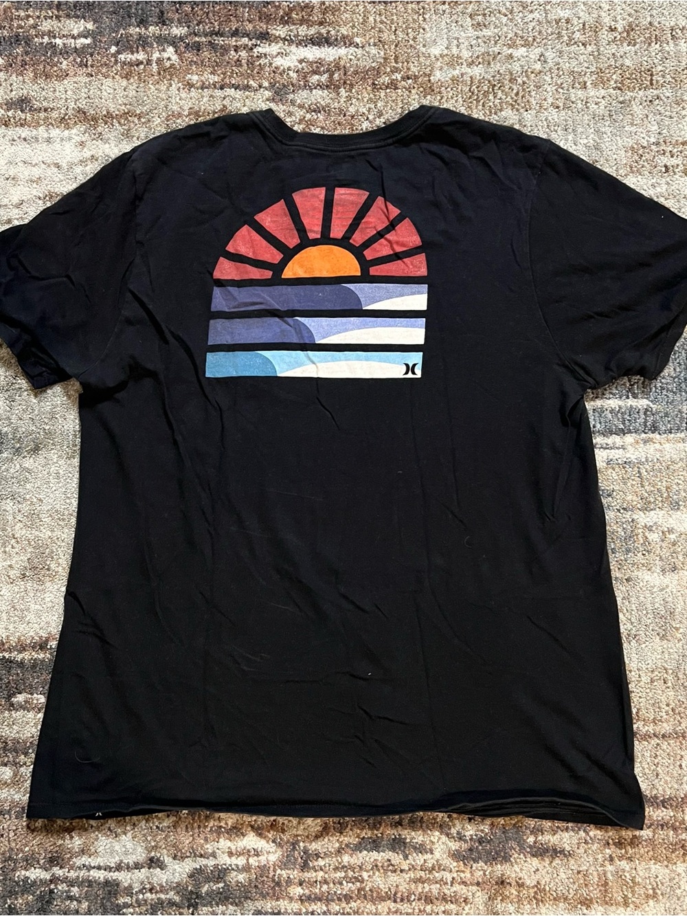 vintage HURLEY Horizon Sunset graphic Tee Shirt Black